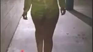 Ass jiggling while walking in public with no panties on